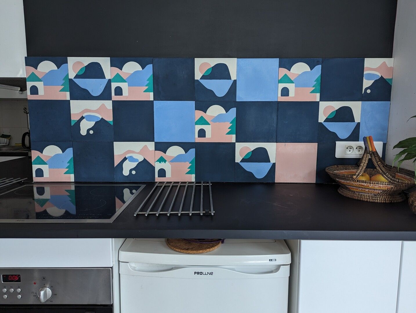 cement tile backsplash blue grey geometric minimalist hmt2 cesar bazaar — carreaux de ciment