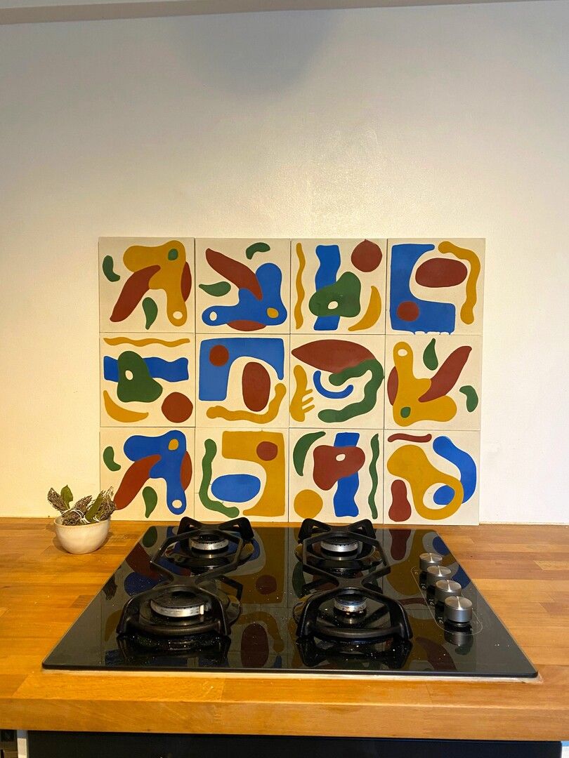 cement tile backsplash geometric bold colorblock modern dxkg cesar bazaar — carreaux de ciment