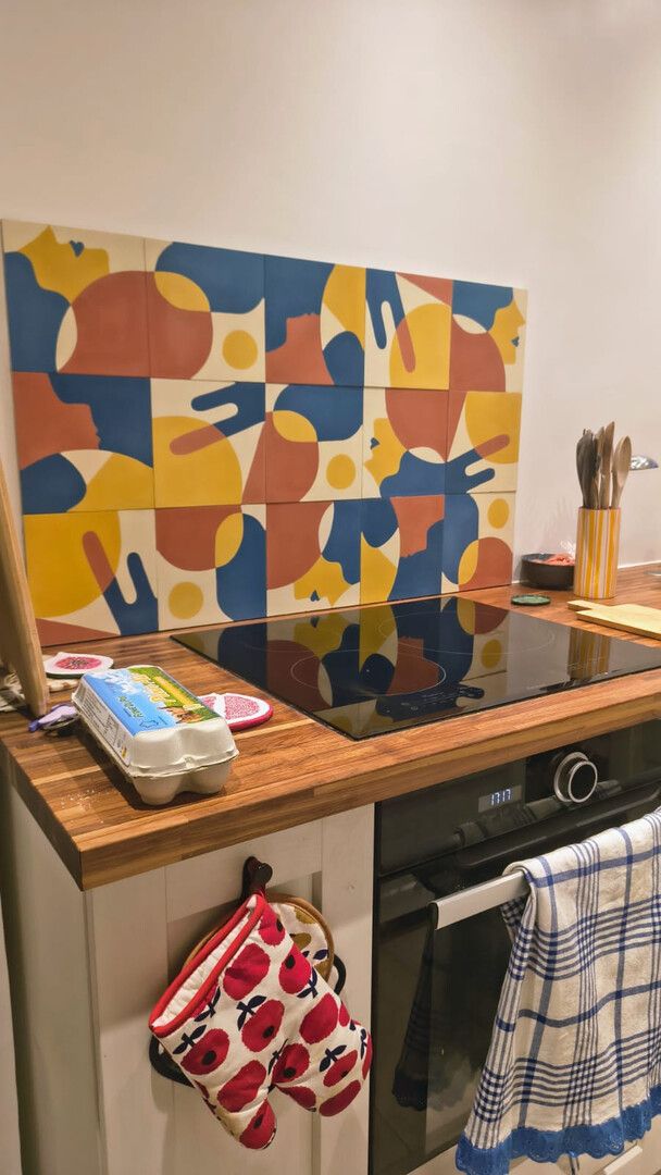 cement tile backsplash geometric bold contemporary yrzz cesar bazaar — carreaux de ciment