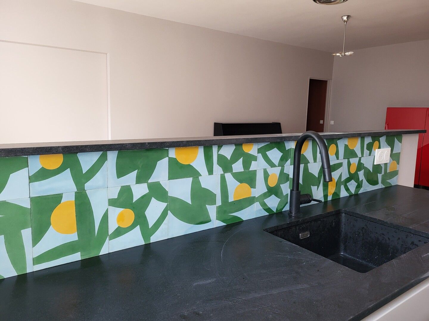 cement tile backsplash geometric lime green retro modern n8wo cesar bazaar — carreaux de ciment