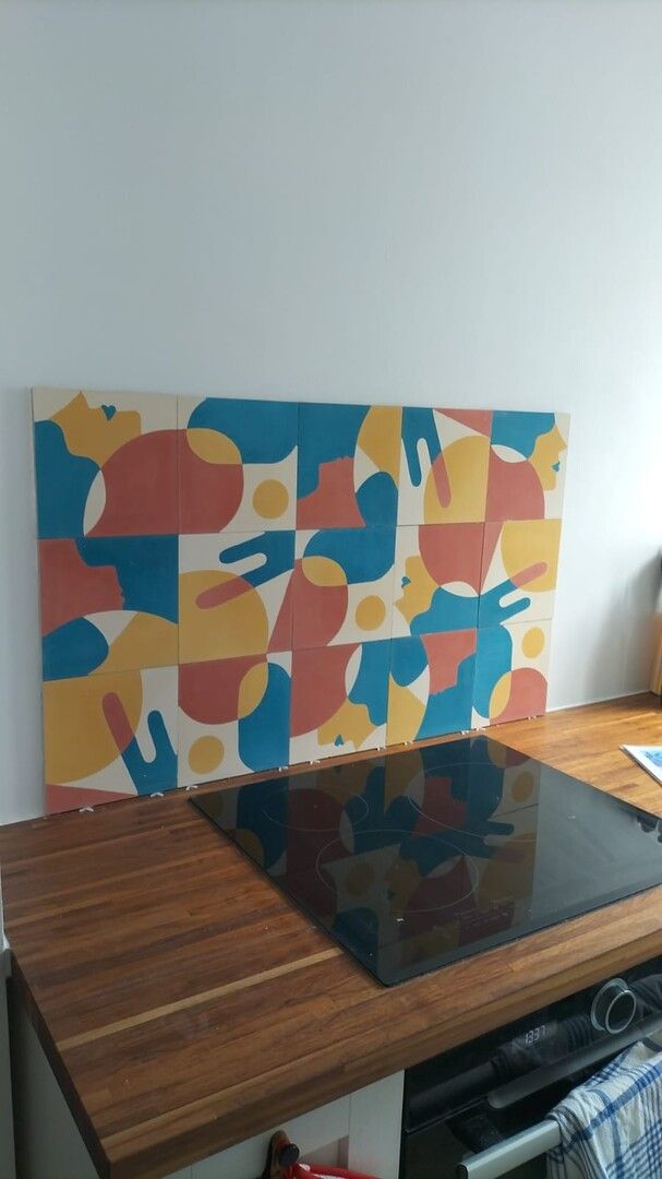 cement tile backsplash geometric retro colorblock modern sqw6 cesar bazaar — carreaux de ciment